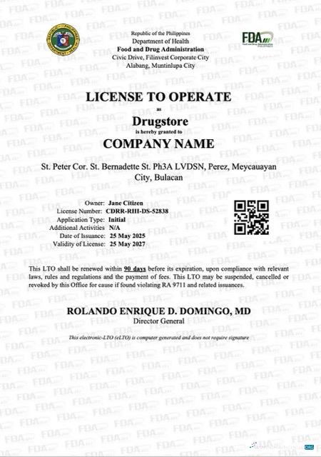 Download Philippines license to operate Word and PDF template Photoshop template